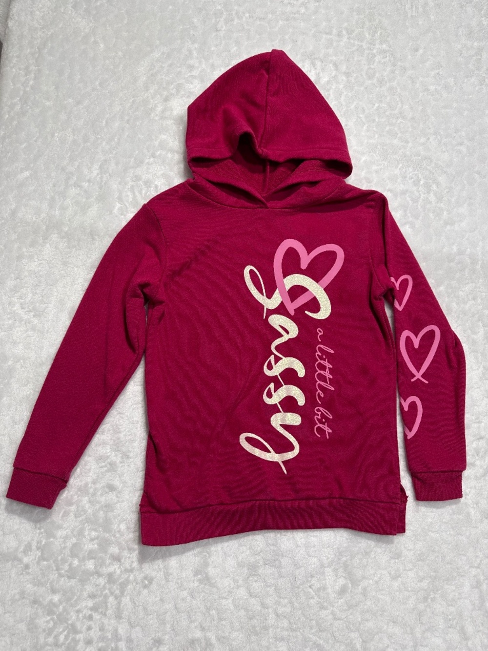 365 Kids From Garanimals Hoodie Girls Size 7  "Sassy" graphic Print Long Sleeves